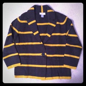 Gray and Mustard Loft Blazer Sweater